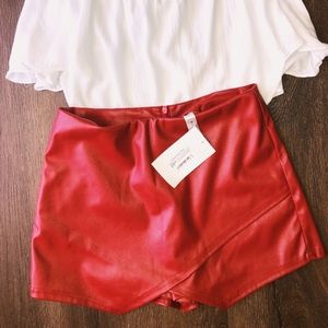 Posh & P Red Leather Skort